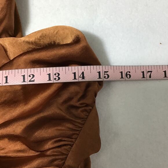 LULU'S SZ S Copper Asymmetric One-Shoulder Lace up Party Maxi Dress NEW B66 - Picture 4 of 8